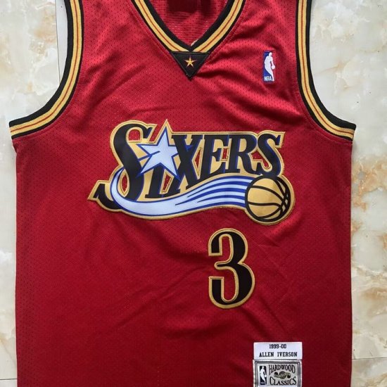 Maillot de Basket #3 Iverson Philadelphia 76ers 1999-00 Rouge